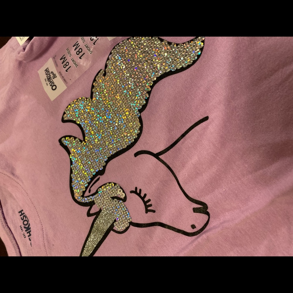 NWT purple with silver glitter unicorn tshirt